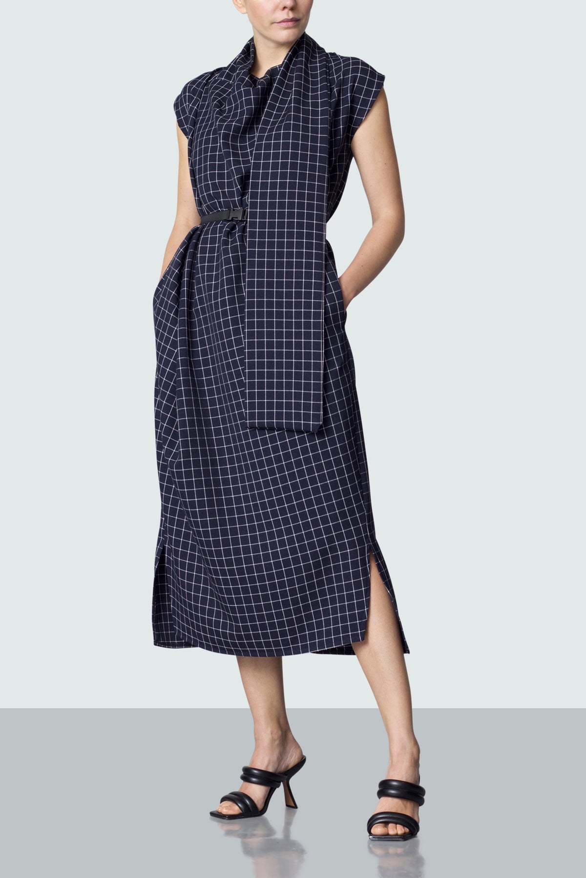 Arron Navy Grid Dress